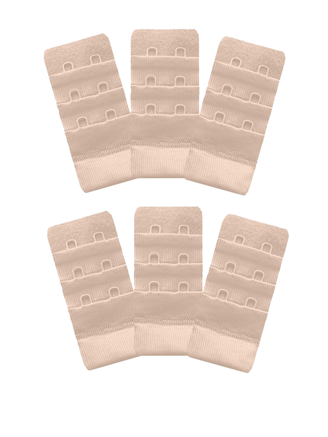 Inner Sense Women Pack Of 6 Beige Solid Hook & Eye Bra Extenders