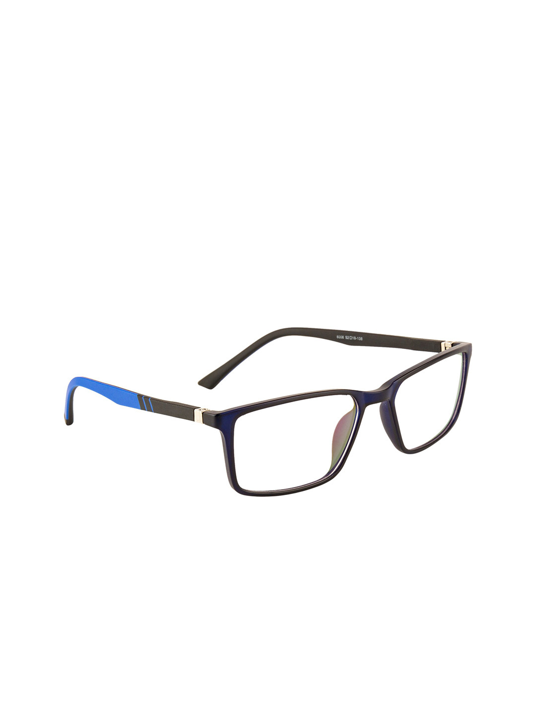 Gold Berg Unisex Navy Blue & Brown Full Colourblocked Rim Wayfarer Frames Eyeglasses