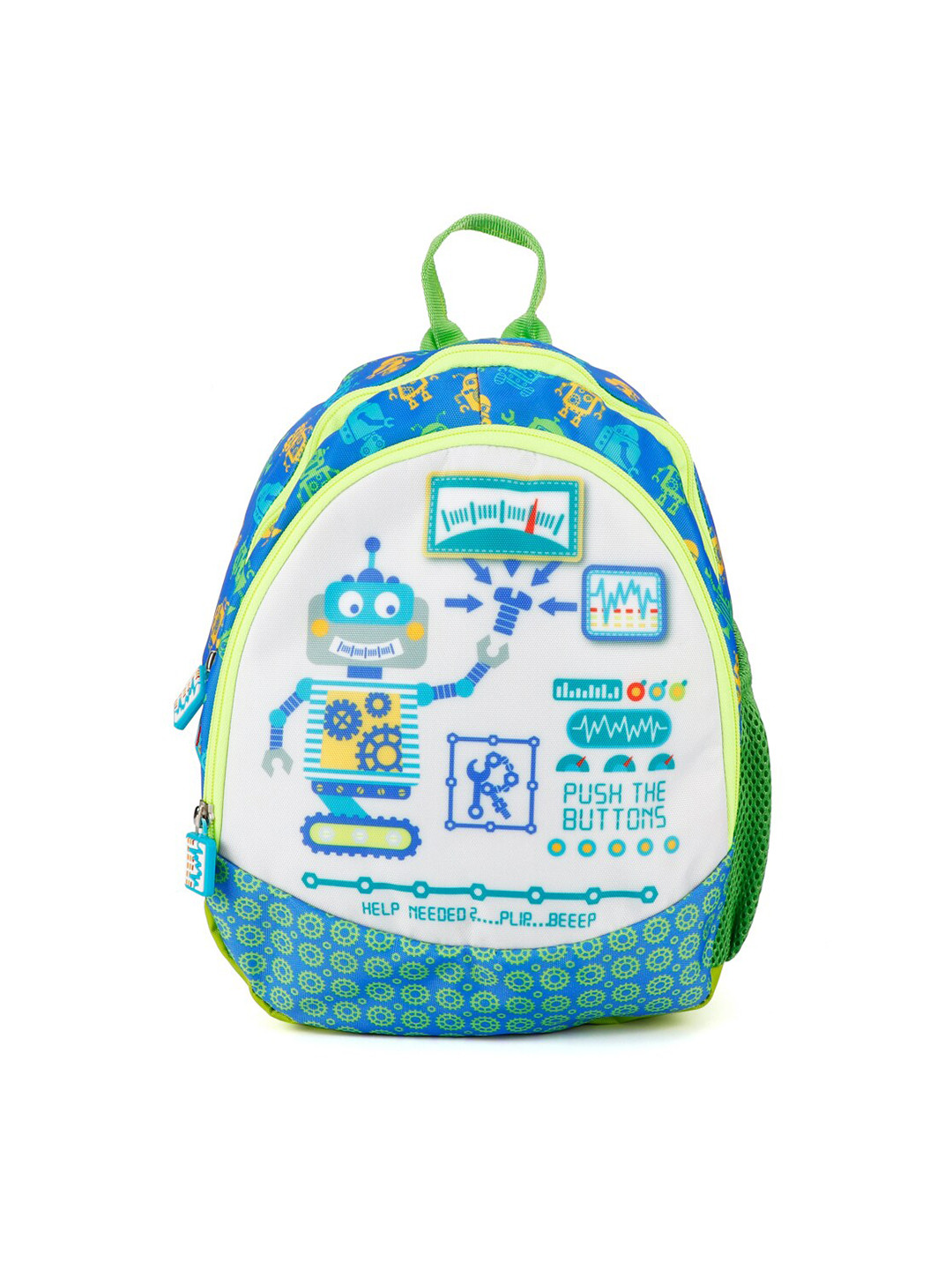 QIPS Boys Blue & White Graphic Printed Small Backpack