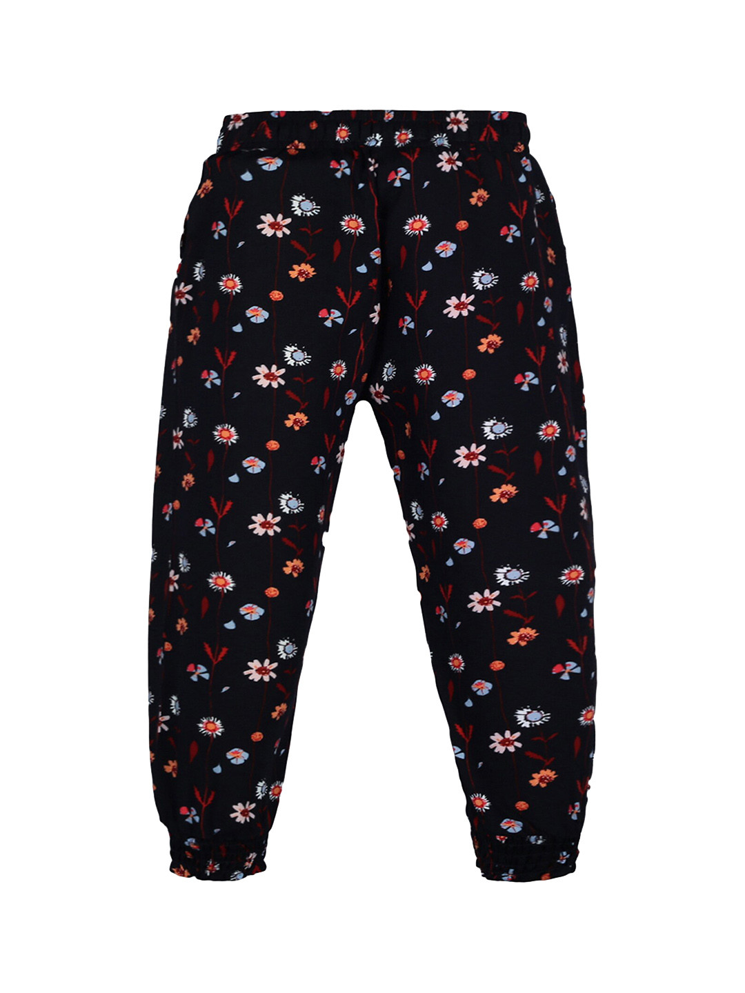PLUM TREE Girls Black & Red Printed Rayon Harem Pant