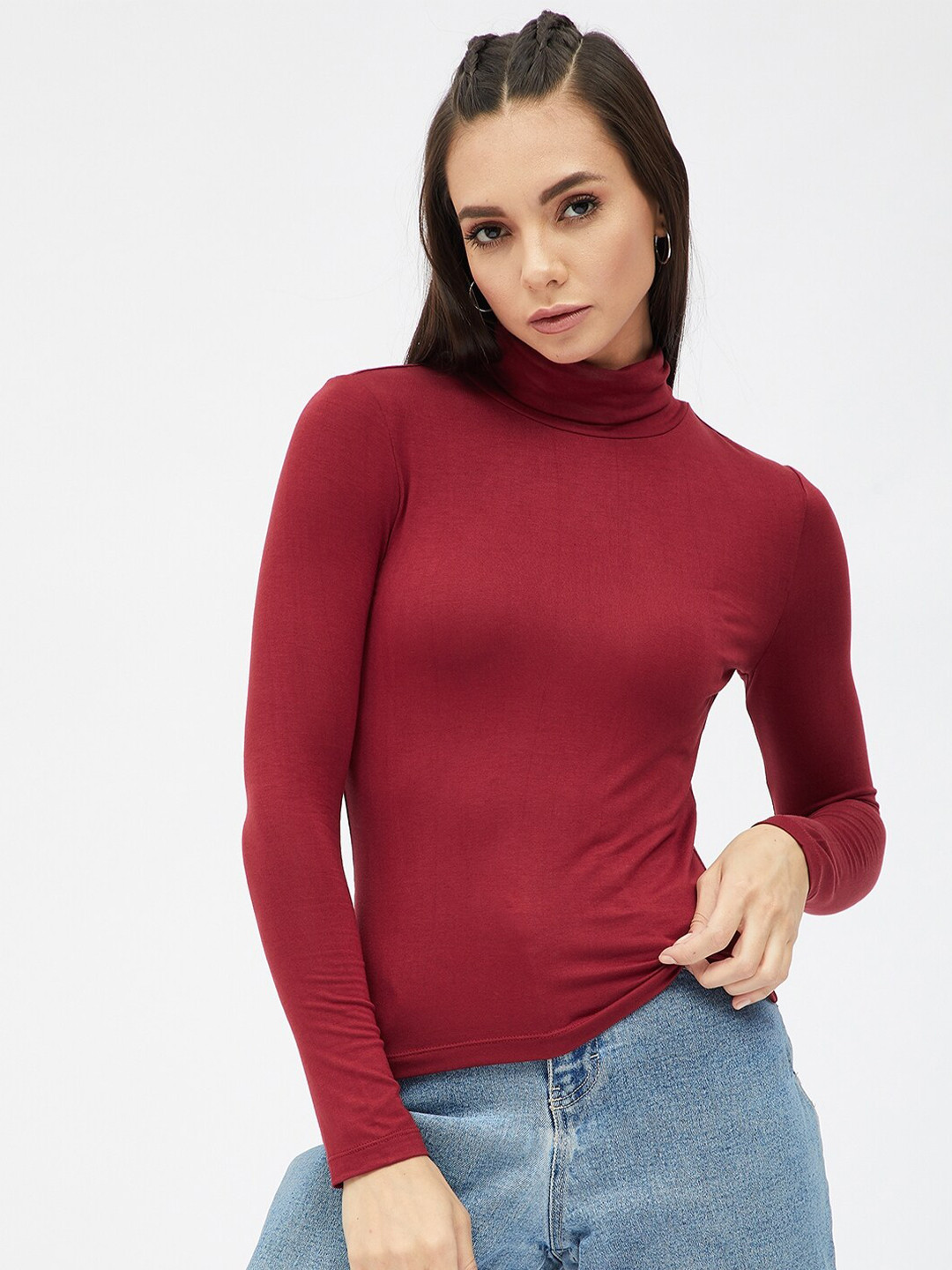 Harpa Maroon Fitted Top