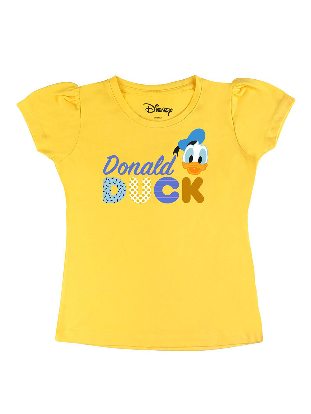 Disney by Wear Your Mind Girls Yellow Donald Duck Printed T-shirt