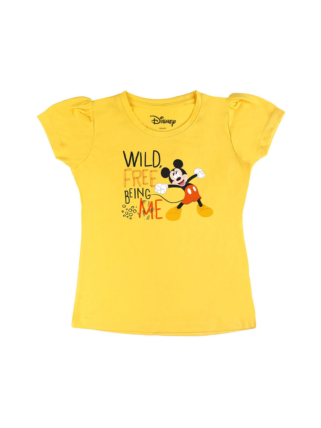 Disney by Wear Your Mind Girls Yellow Mickey Mouse Printed T-shirt