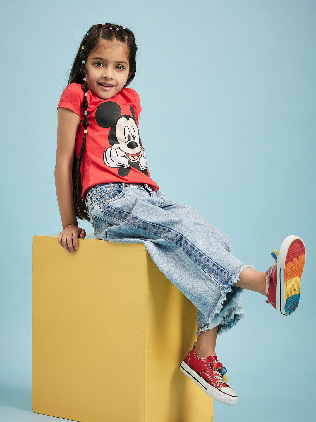 Disney by Wear Your Mind Girls Red Printed T-shirt
