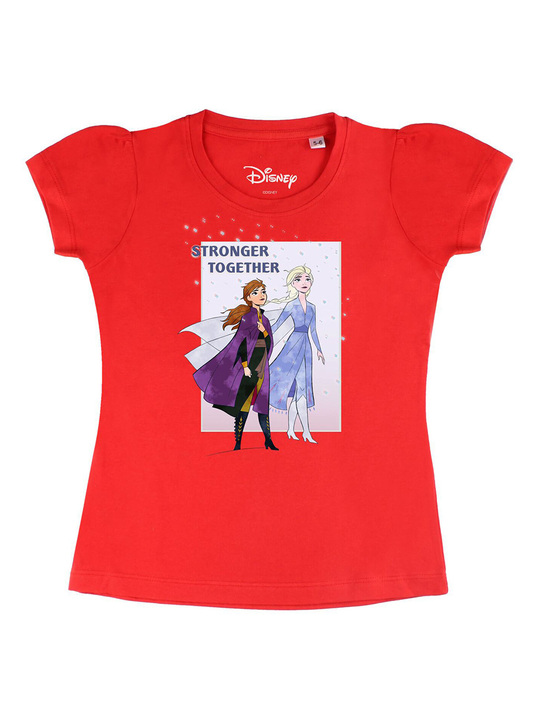 Disney by Wear Your Mind Girls Red Printed T-shirt