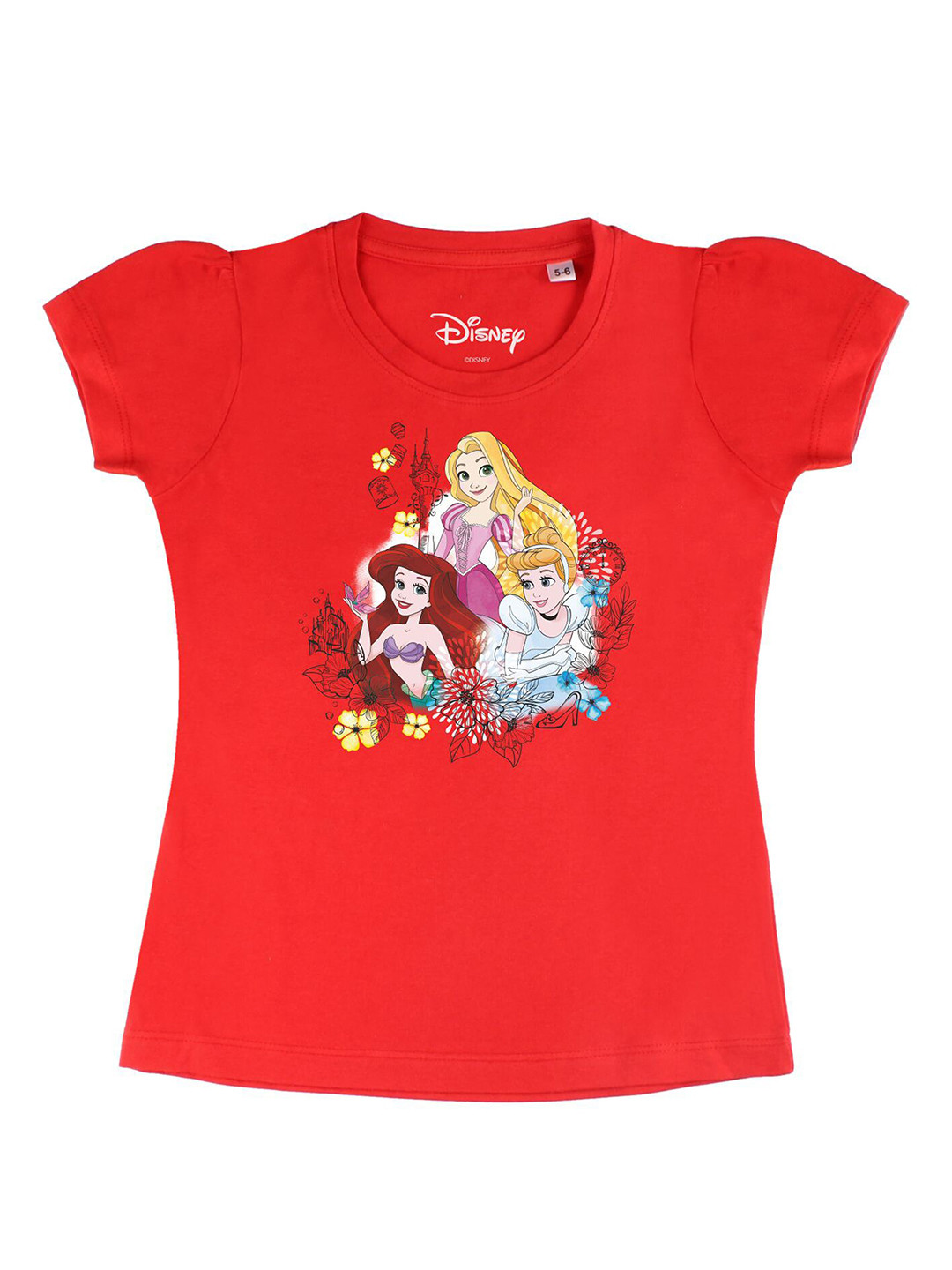 Disney by Wear Your Mind Girls Red Printed T-shirt
