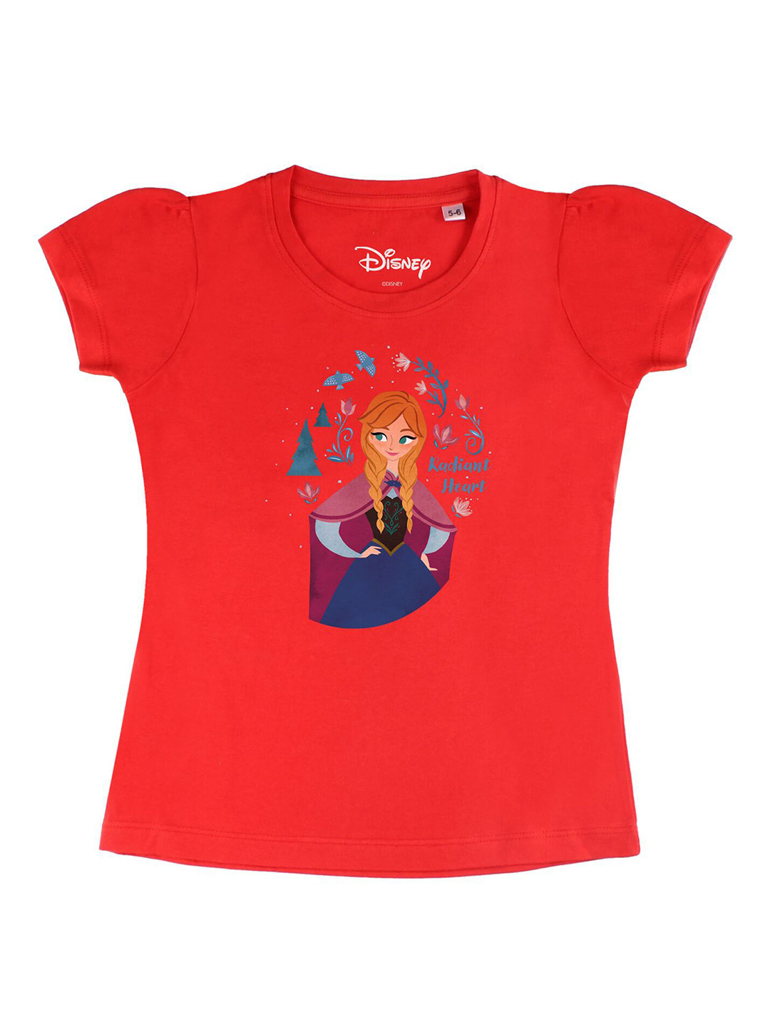Disney by Wear Your Mind Girls Red Disney Princess Printed Cotton Pure Cotton T-shirt