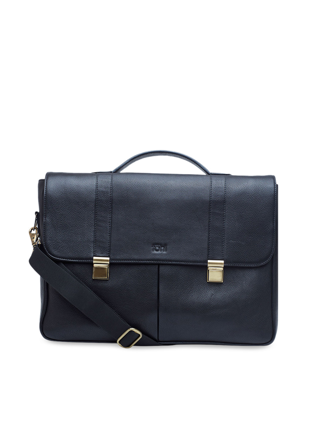 tohl Black Leather Structured Satchel