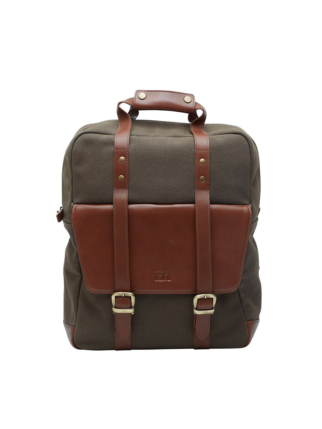 tohl Men Olive Green & Brown Colourblocked Backpack