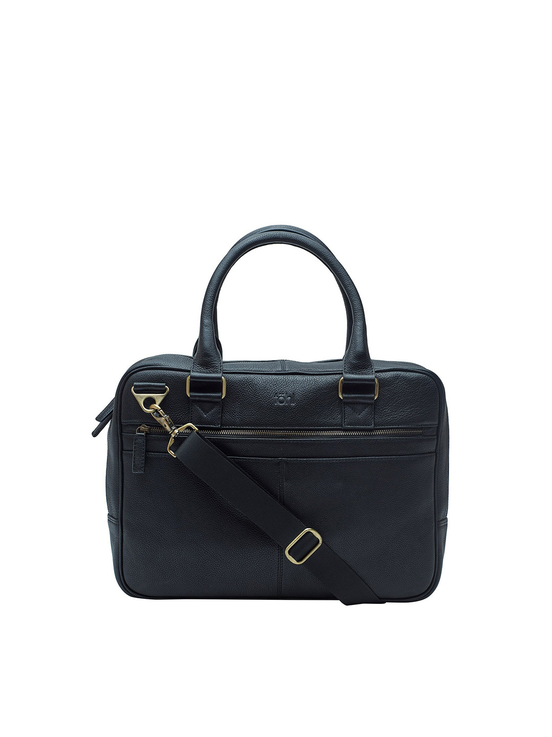 tohl Men Black Leather Laptop Bag