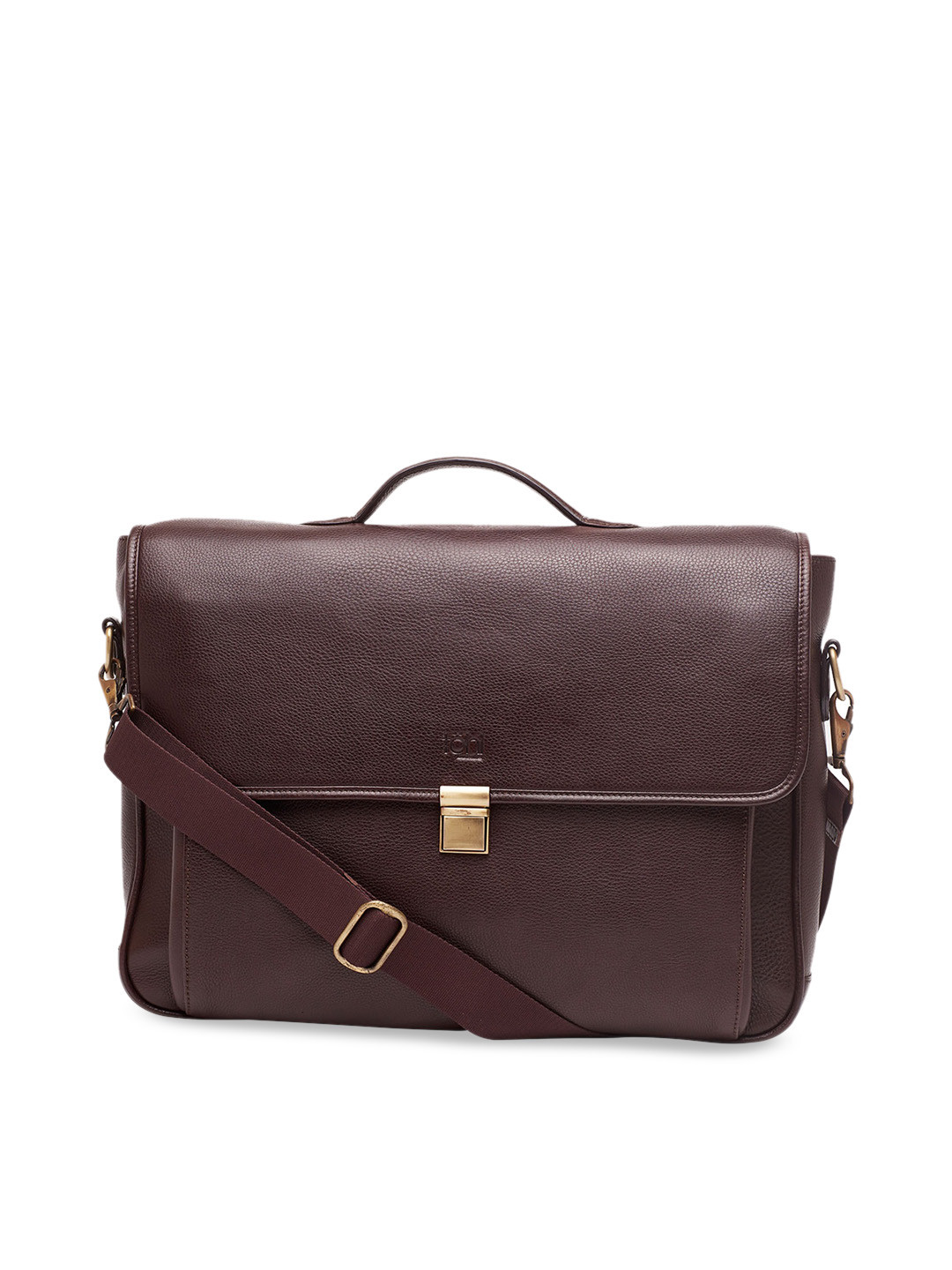 tohl Brown Leather Structured Sling Bag with Tasselled