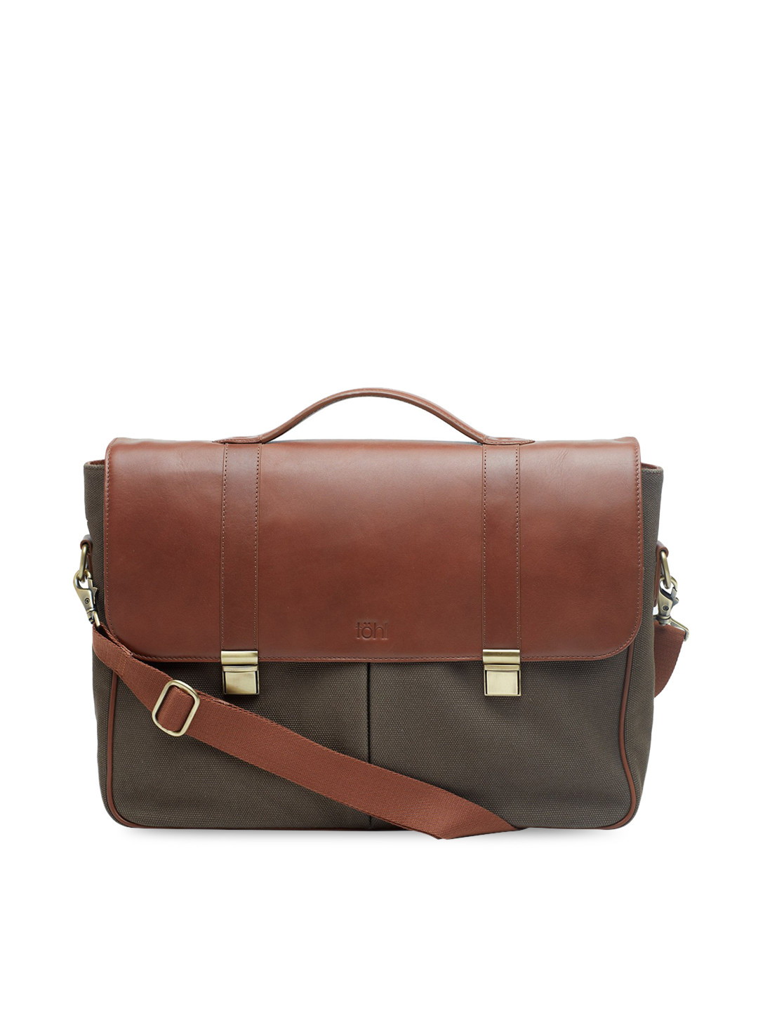 tohl Olive Green Leather Structured Satchel
