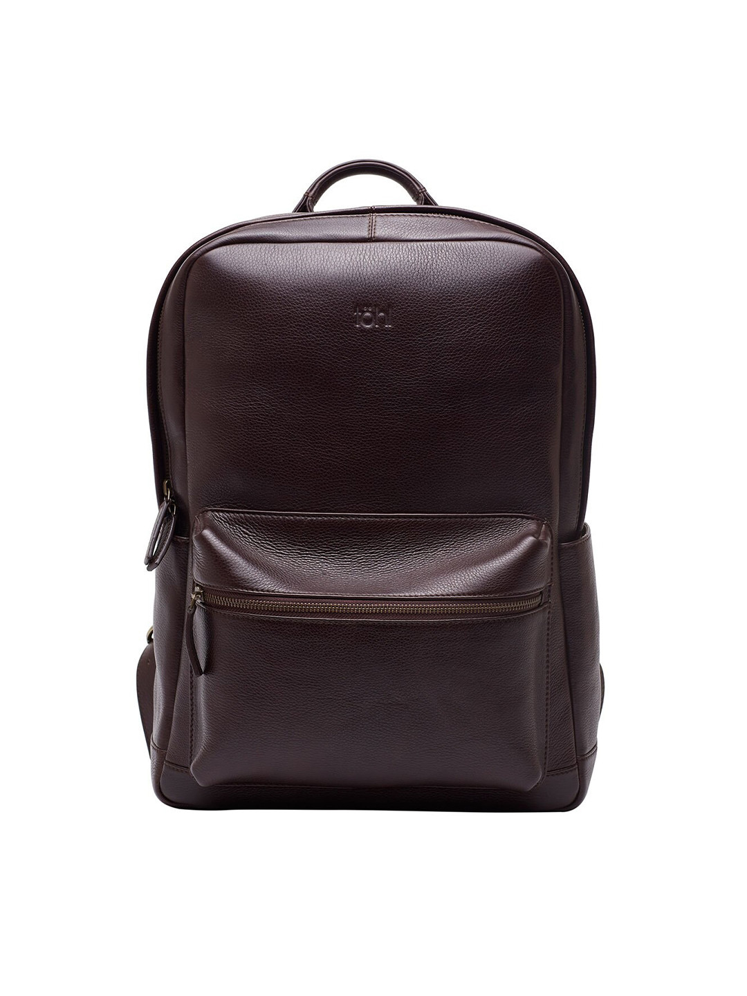 tohl Men Brown Textured Leather Backpack