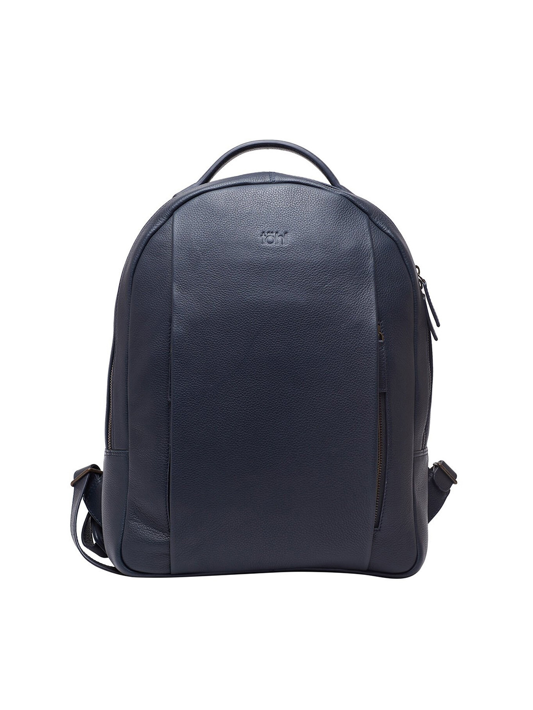 Tohl Men Navy Blue Leather Laptop Backpack