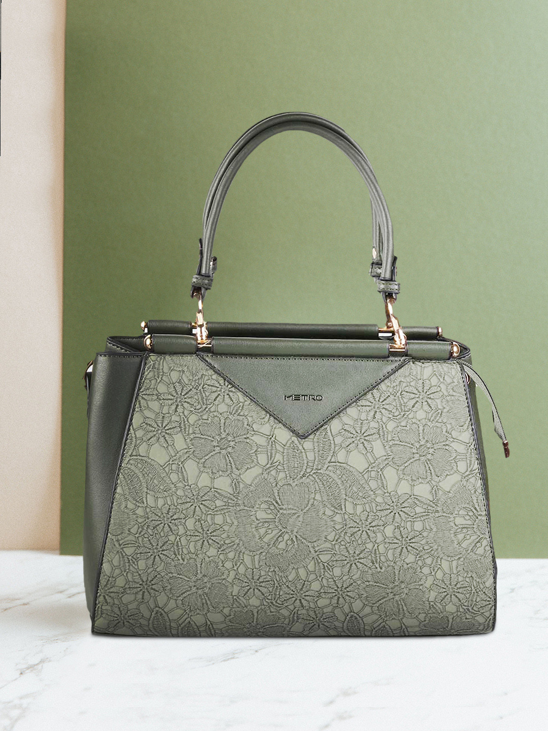 Metro Women Green PU Swagger Handheld Bag