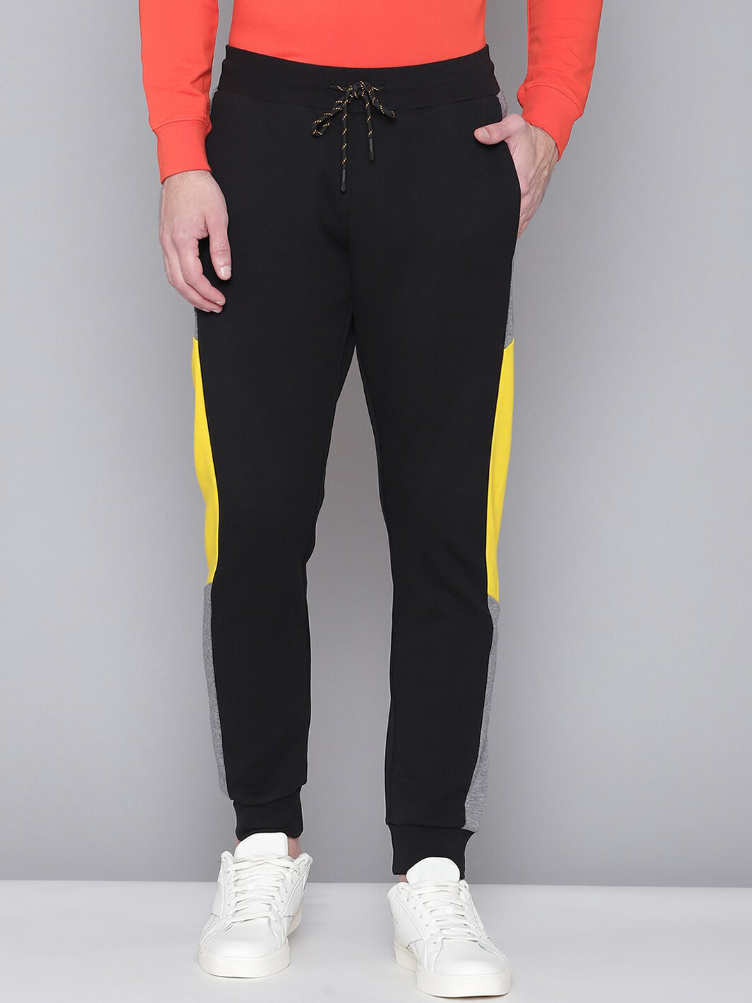 Antony Morato Men Black & Grey Cotton Slim-Fit Joggers