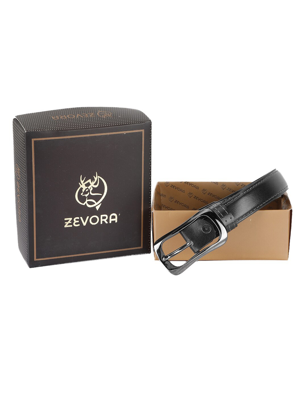 ZEVORA Women Black Solid Slim Belt with Tang Closure