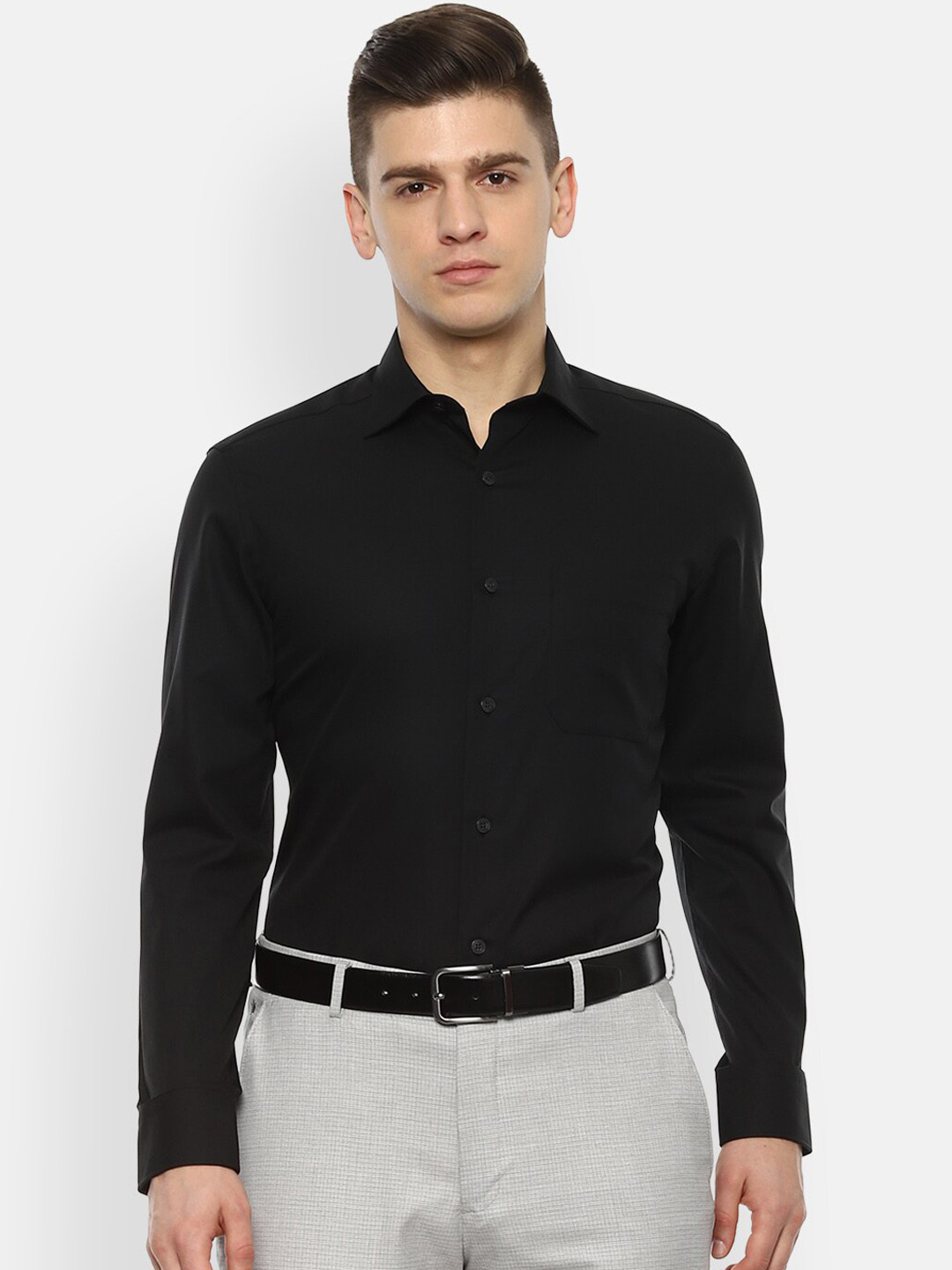 Louis Philippe Permapress Men Black Wrinkle Free Formal Shirt