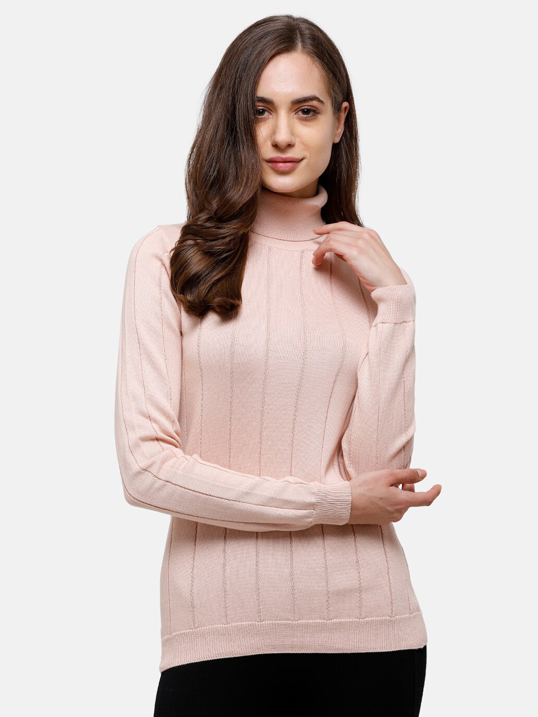 98 Degree North Women Pink Striped Pullover
