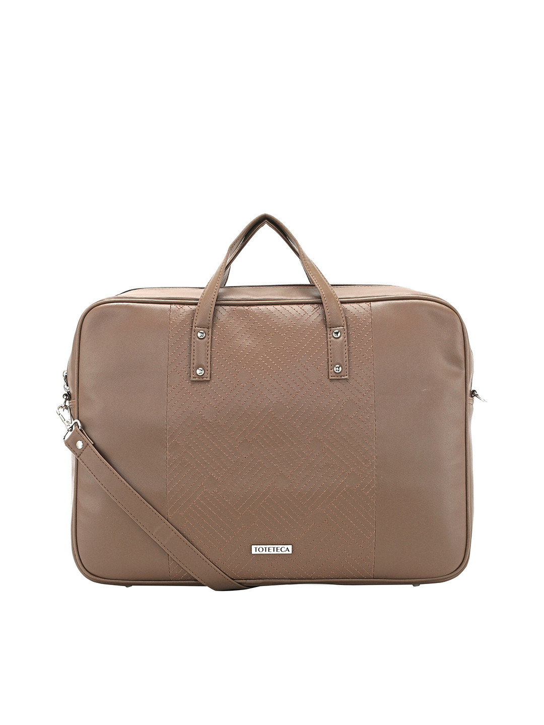 Toteteca Women Beige Textured PU Laptop Bag