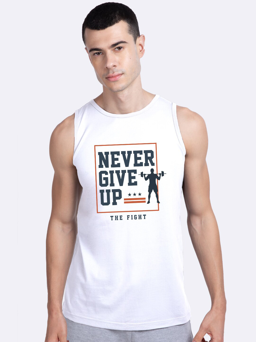 Bewakoof Men White & Grey Cotton Innerwear Vest