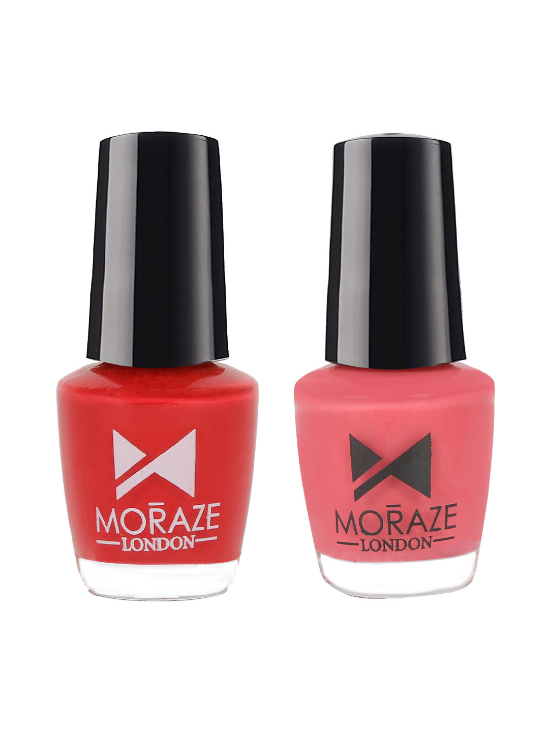 Moraze Set of 2 Glossy Nail Paints - Netflix, Coral Saga - 10 ML (5 ML Each)
