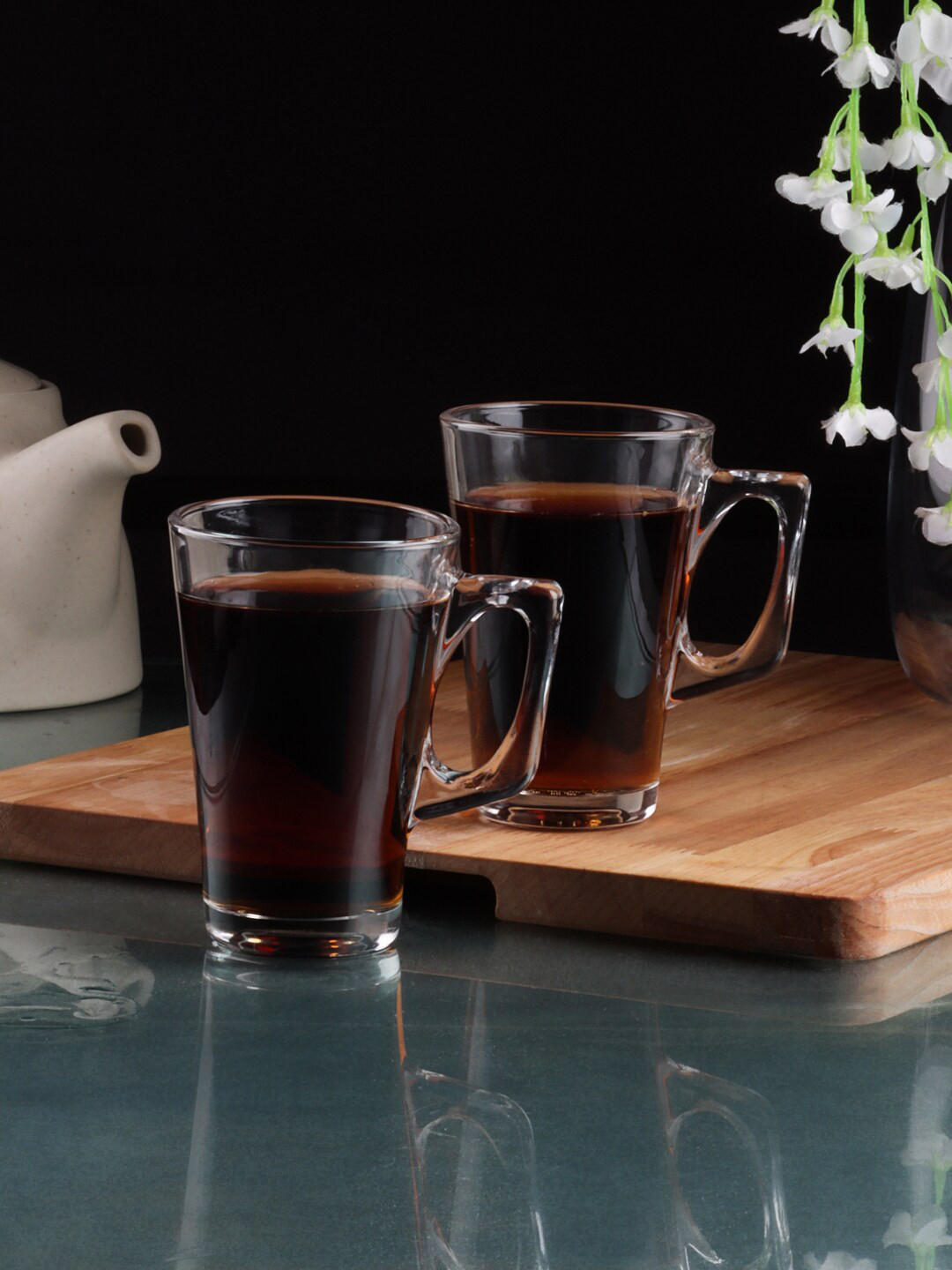 INCRIZMA Reactive-Glaze Transparent Glass Microwave Safe 6 Piece Mug-320ml