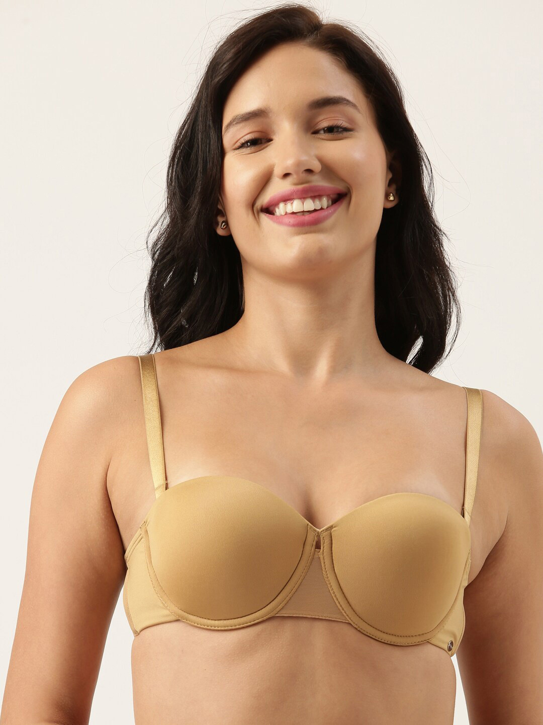 Enamor Padded Wired Medium Coverage Curve Frame and Lace Detailing Balconette Bra