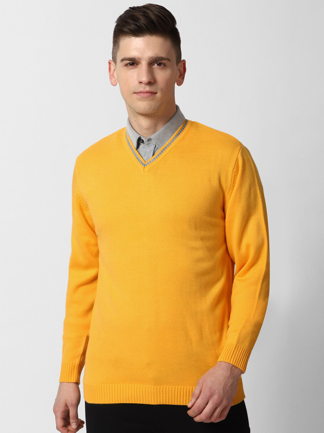 Peter England Casuals Men Yellow Pullover Sweater