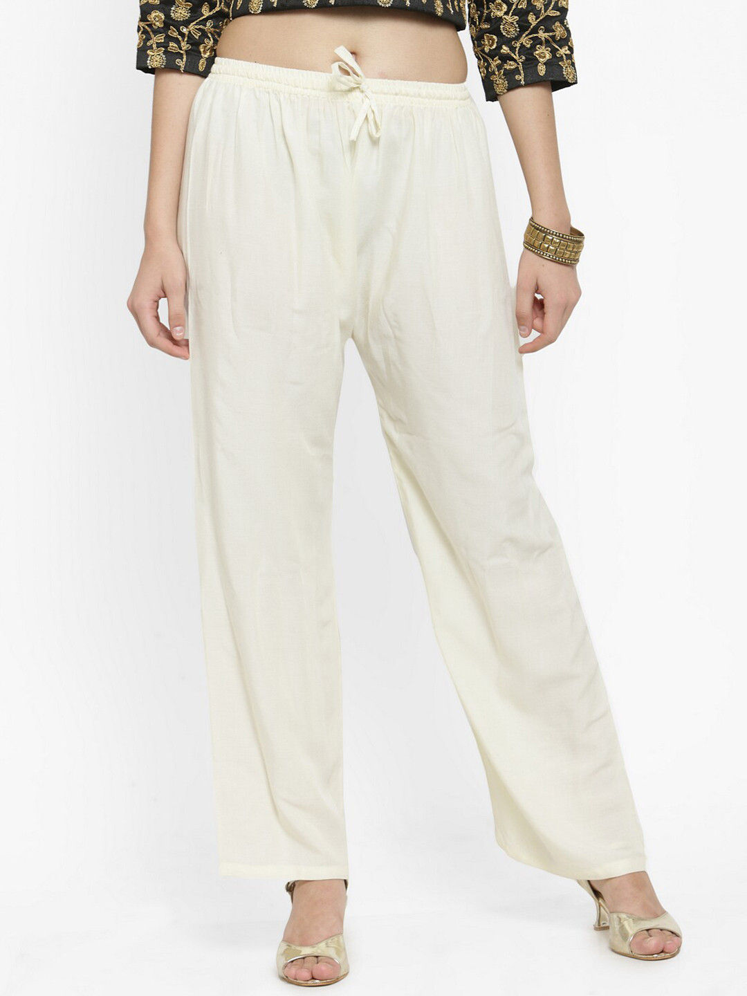 Clora Creation Women Off White Palazzos