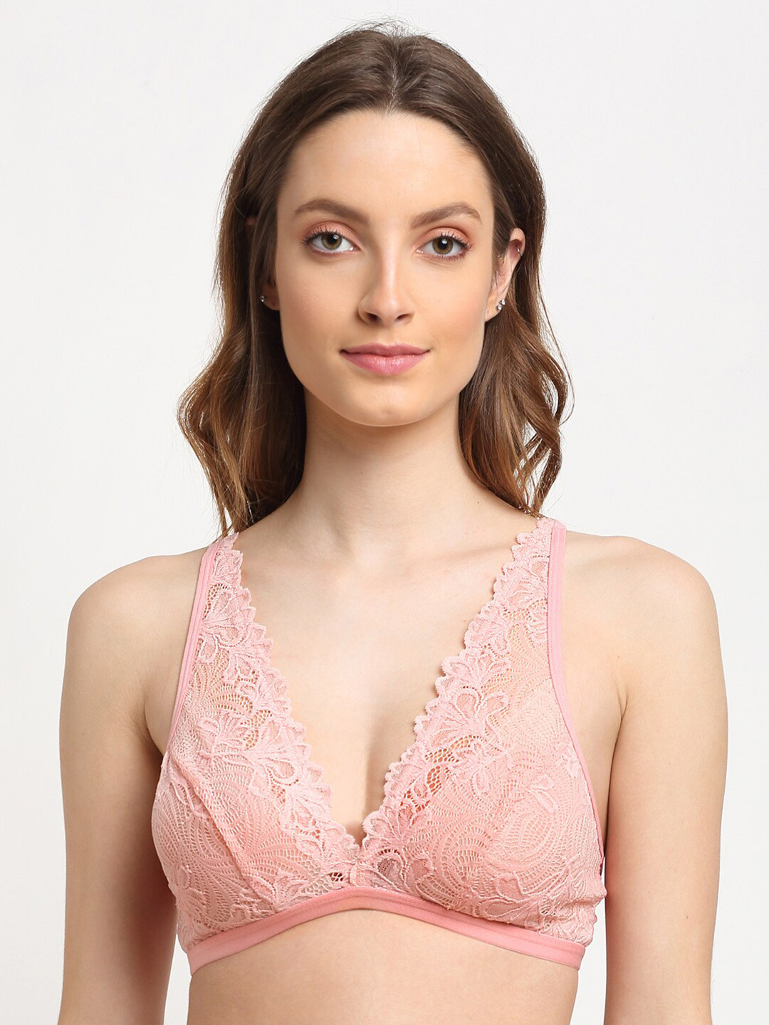 Aoba Woman Pink Lace Bralette Bra-AIB-24D