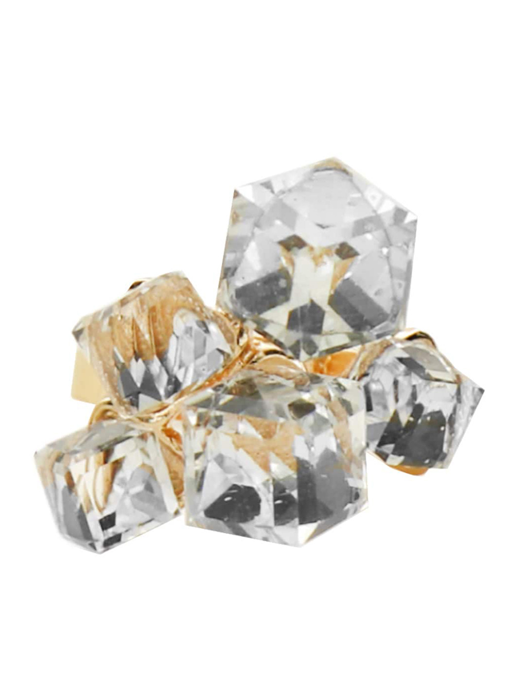 JOKER & WITCH Woman Gold-Toned & White Crystaline-Studded Adjustable Finger Ring