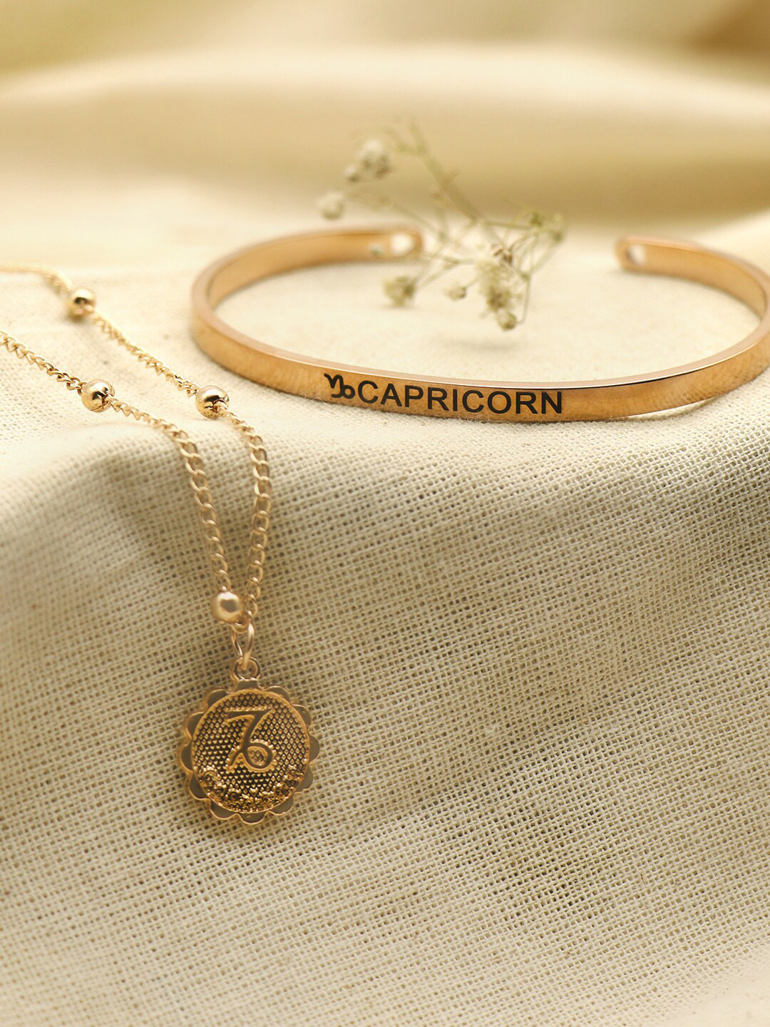 JOKER & WITCH Rose Gold-Plated Rose Gold-Toned Capricorn Zodiac Jewellery Set