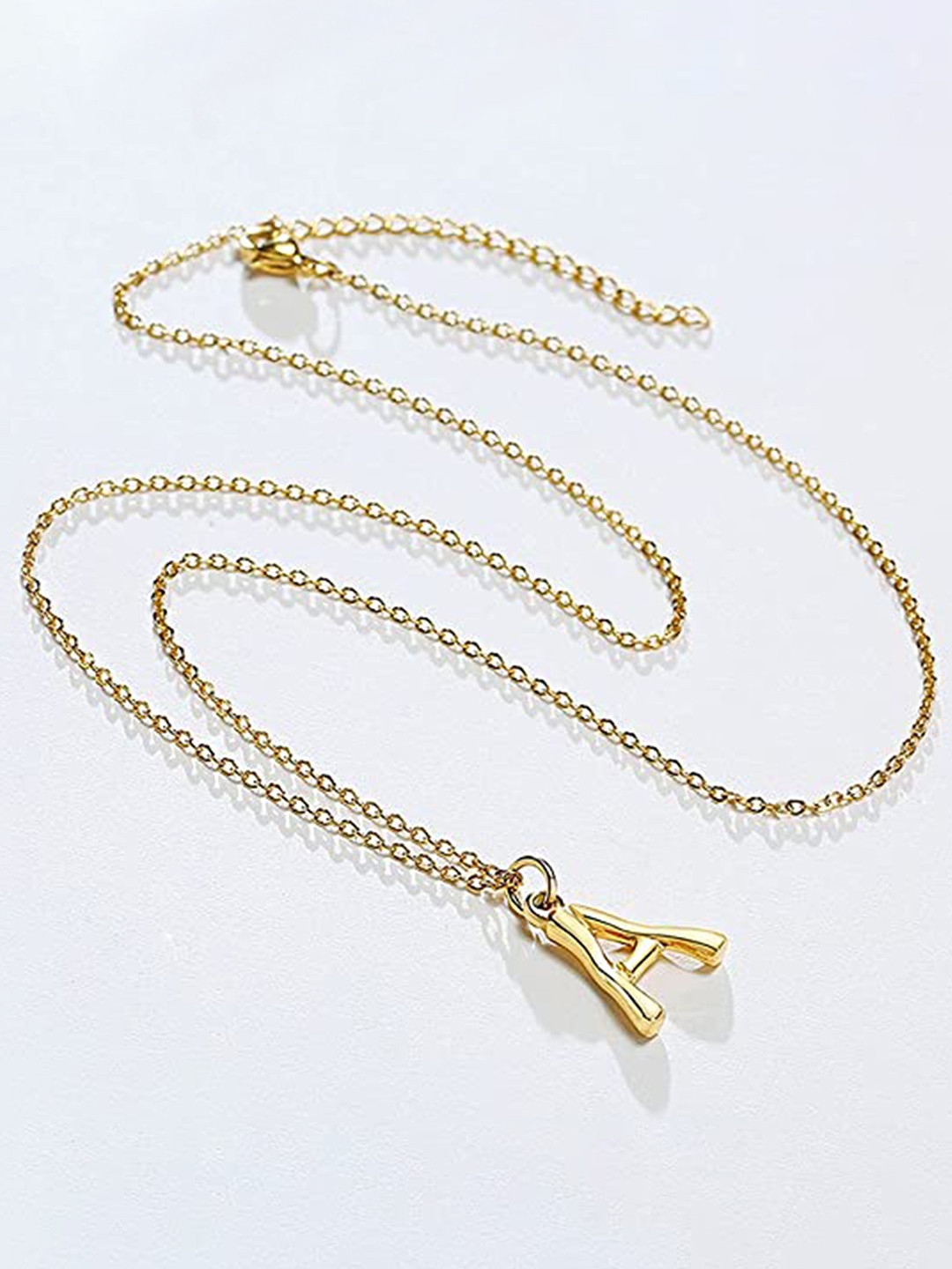 Peora Gold Plated Initial Alphabet A Pendant with Chain