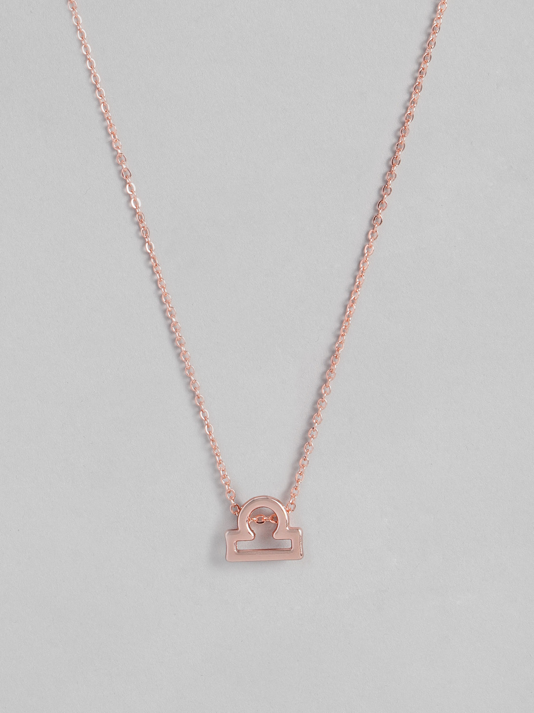Peora Rose Gold-Plated Libra Horoscope Zodiac Sign Pendant with Chain