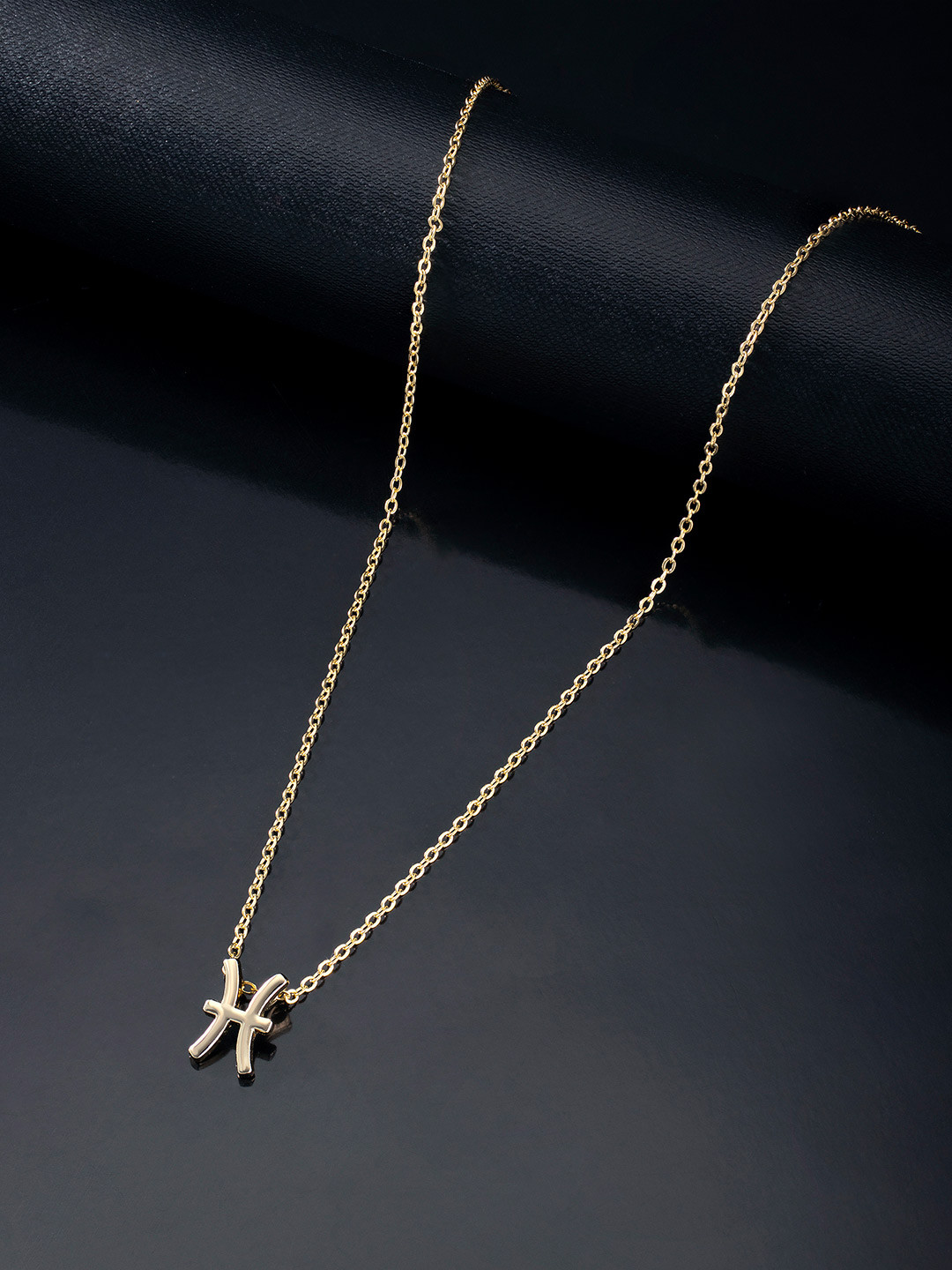 Peora Gold Plated Pisces Horoscope Zodiac Sign Pendant with Chain