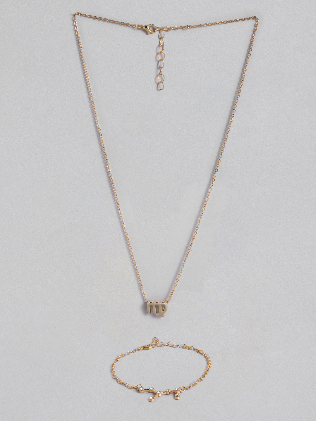 Peora Gold Plated Virgo Horoscope Zodiac Sign Pendant & Bracelet Combo