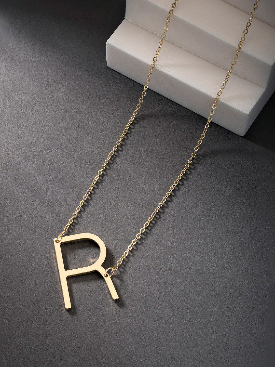 Peora Gold-Plated Alphabet R Personalized Name Pendant with Chain