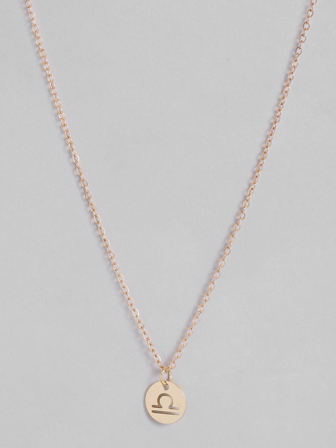 Peora Gold-Plated Elegant Libra Zodiac Sign Pendant with Chain