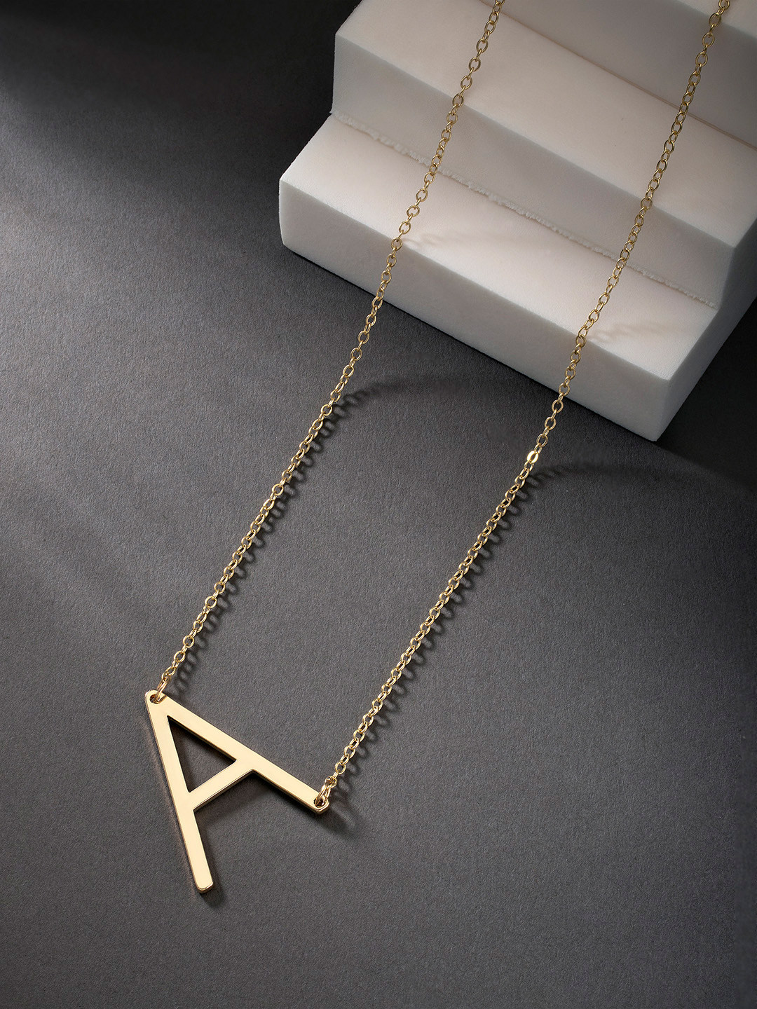 Peora Gold-Plated Alphabet A Pendant with Chain