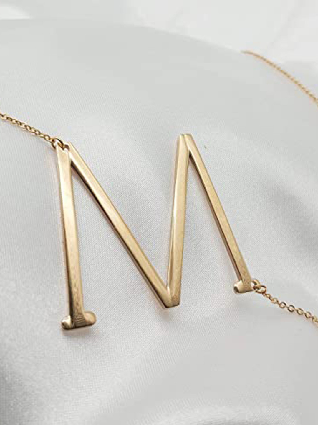 Peora Gold-Plated Alphabet M Pendant with Chain