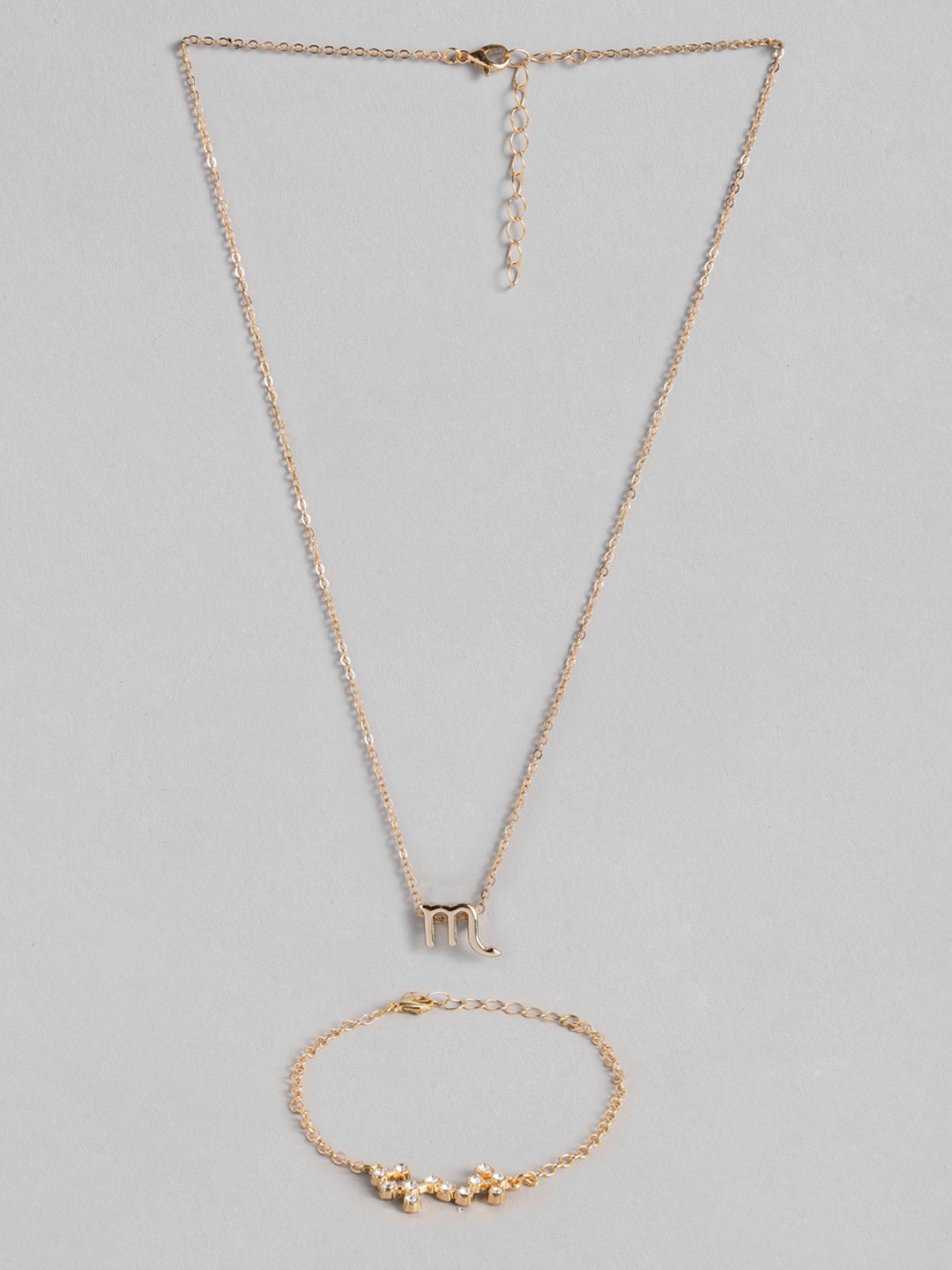 Peora Gold Plated Scorpio Horoscope Zodiac Sign Pendant & Bracelet Combo