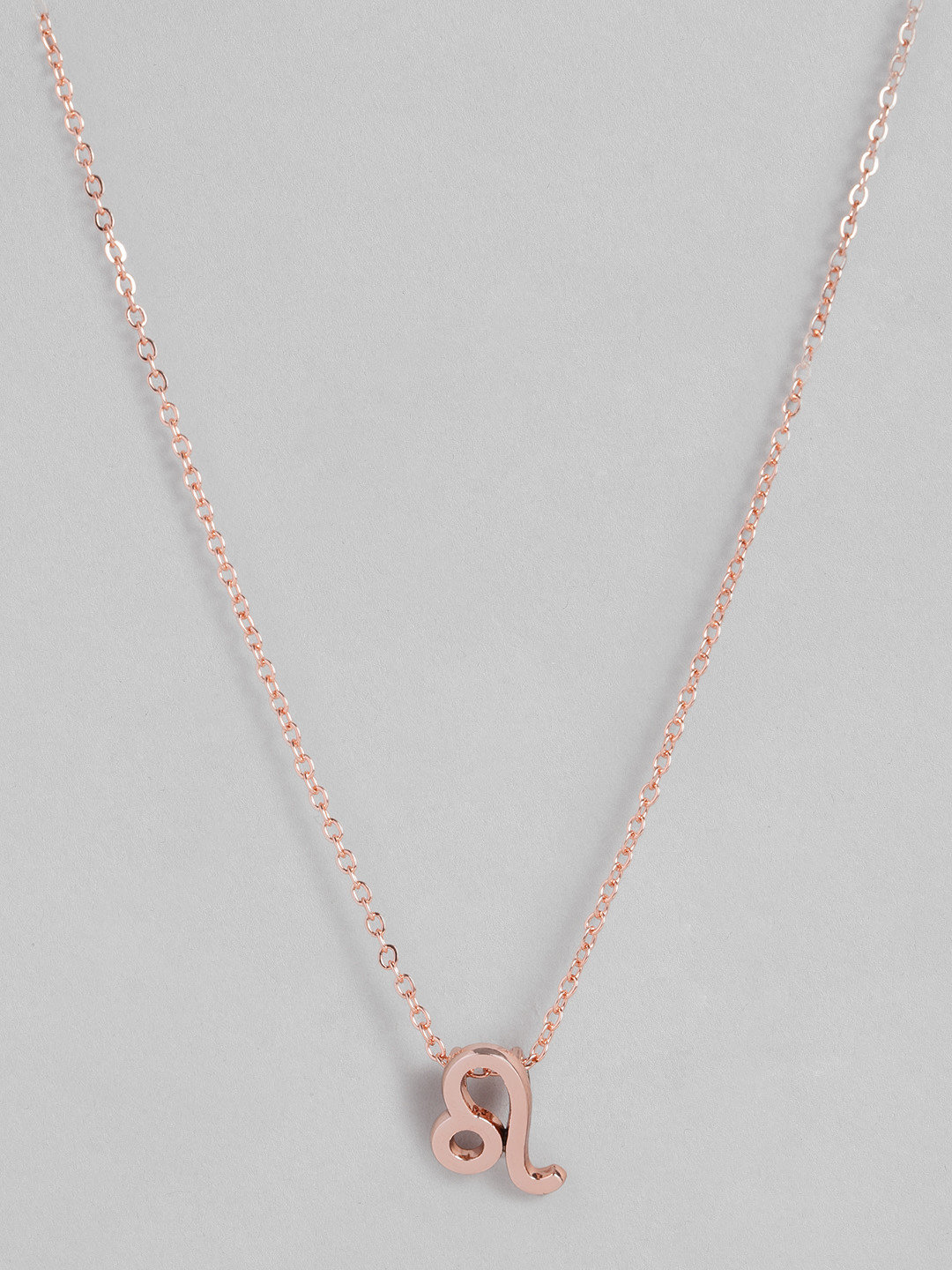Peora Rose Gold-Plated Leo Horoscope Zodiac Sign Pendant with Chain