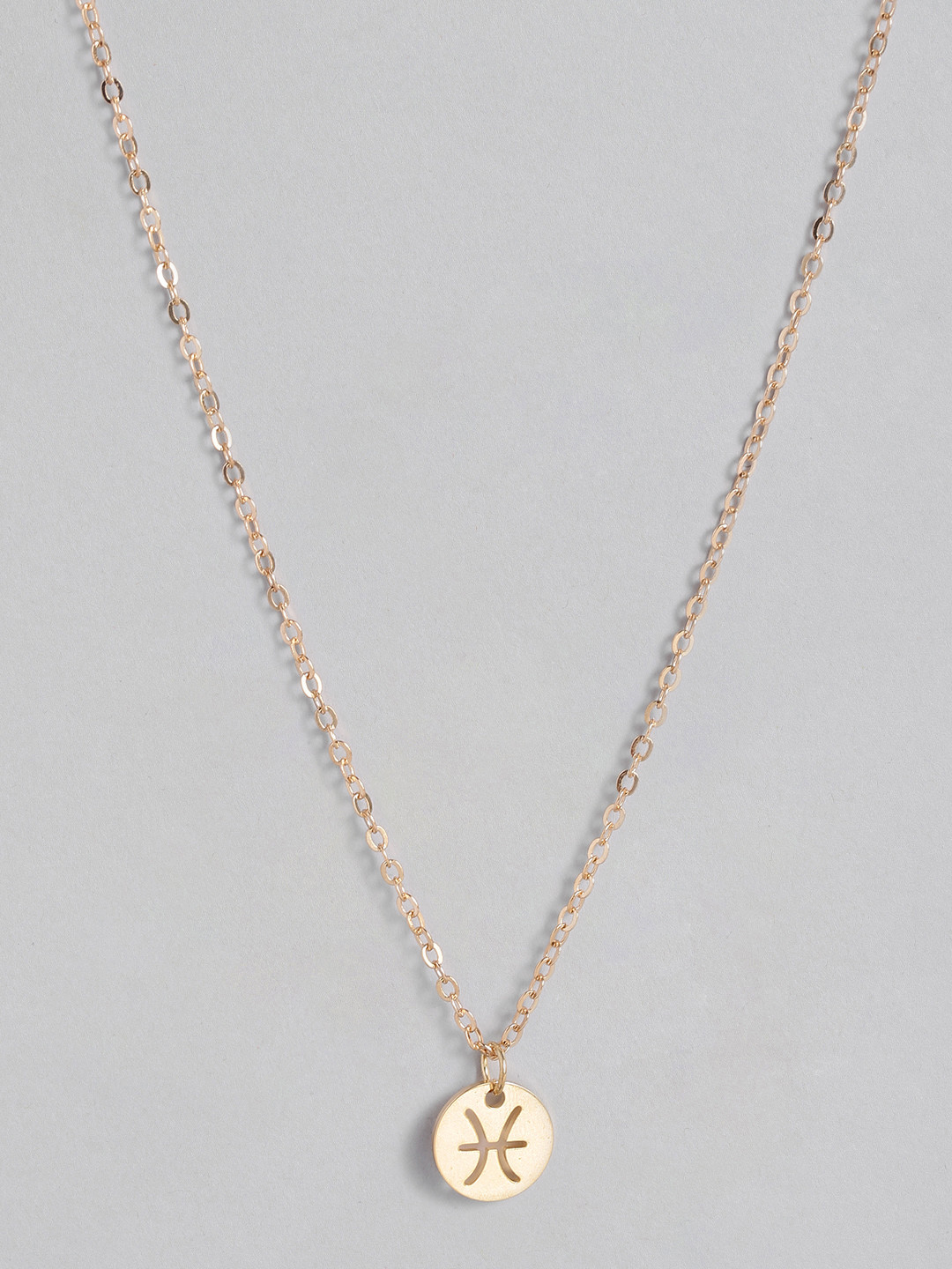 Peora Gold-Plated Elegant Pisces Zodiac Sign Pendant with Chain