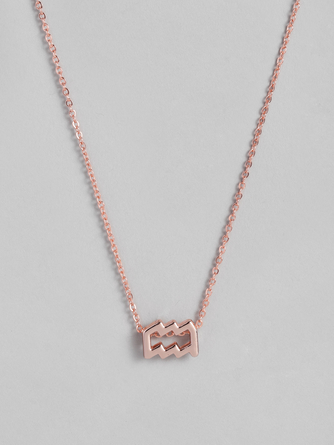 Peora Rose Gold-Plated Aquarius Horoscope Zodiac Sign Pendant with Chain