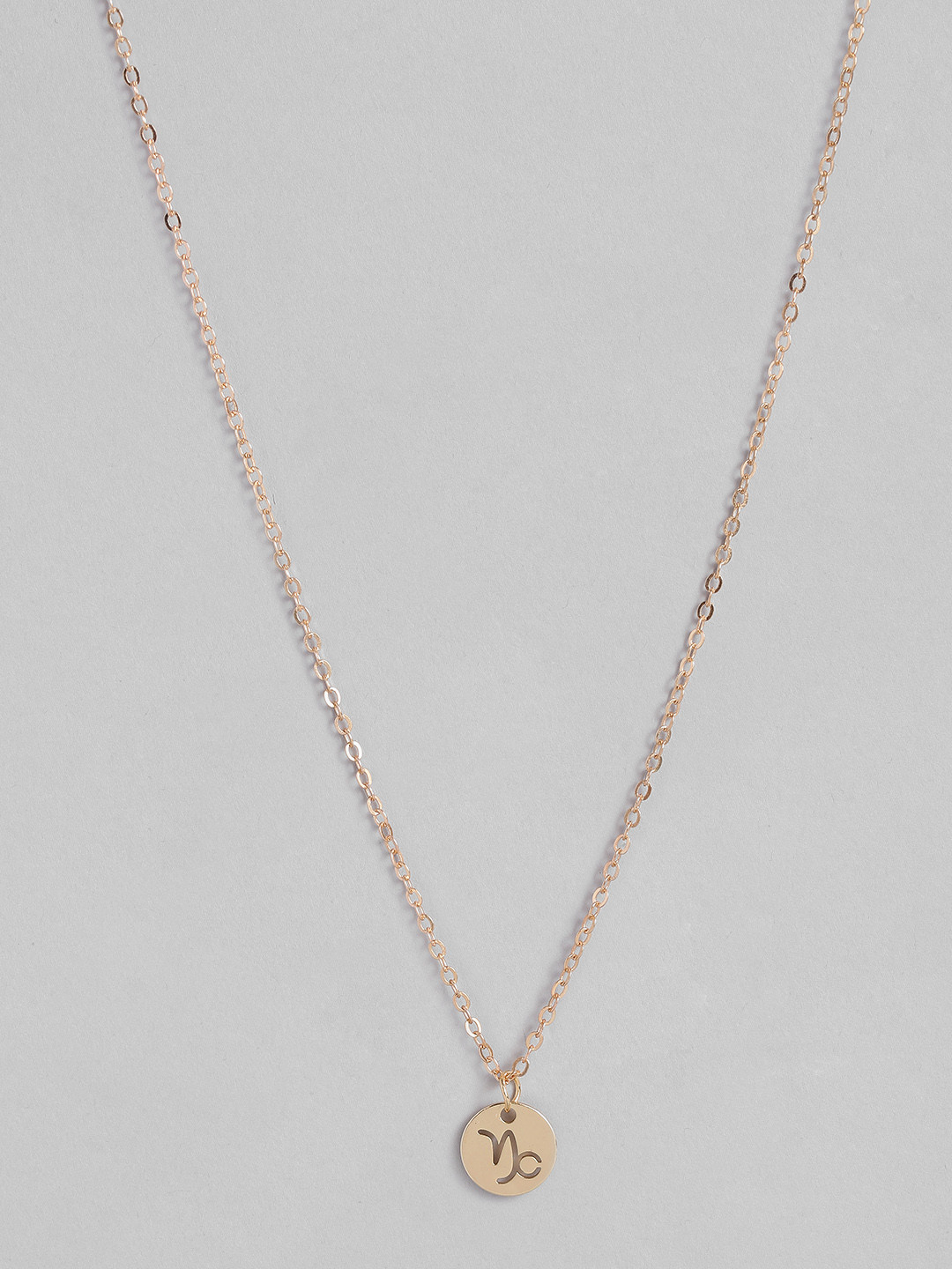 Peora Gold-Toned Capricorn Zodiac Sign Pendant with Chain