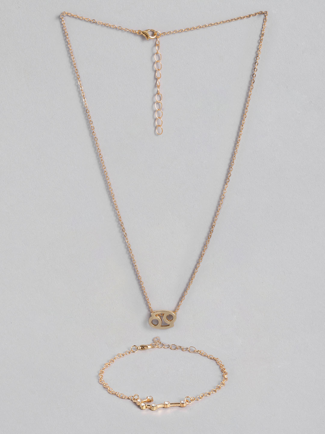 Peora Gold Plated Cancer Horoscope Zodiac Sign Pendant & Bracelet Combo