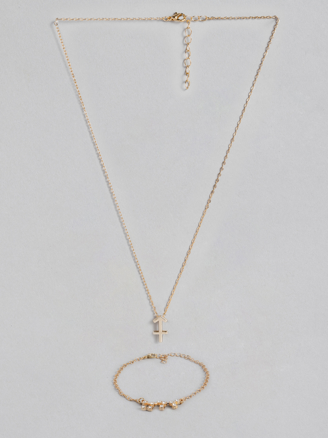 Peora Gold Plated Sagittarius Horoscope Zodiac Sign Pendant & Bracelet Combo Jewellery