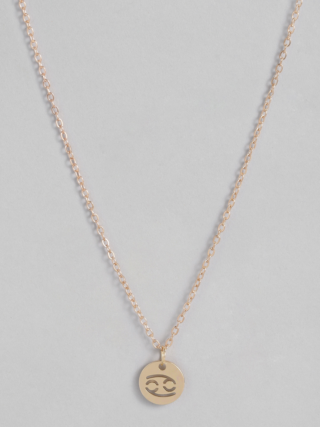Peora Gold-Plated Elegant Cancer Zodiac Sign Pendant with Chain
