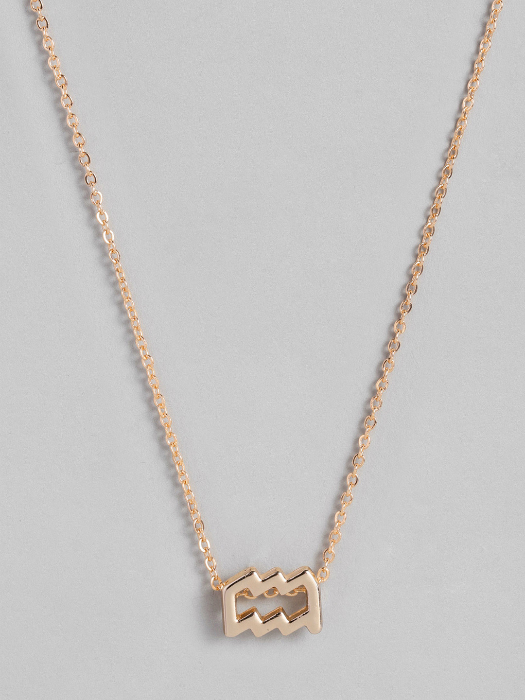 Peora Gold-Plated Aquarius Horoscope Zodiac Sign Pendant with Chain